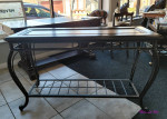 Cast Iron Console Sofa Table with Wood Top