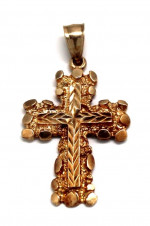 Mens 10K Gold Nugget-Style Cross Pendant