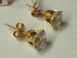 14 Kt Yellow Gold Stud Earrings CZ 1.40 ctw