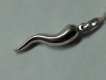 14 Kt Whie Gold Italian Horn Cornicello Pendant 32 mm