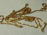 14Kt Yellow Gold Helical Links Necklace ITALY Thread Chain 18 Inches