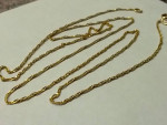 14Kt Yellow Gold Helical Links Necklace ITALY Thread Chain 18 Inches
