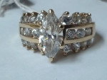 14 Kt Yellow Gold Marquise cluster Engagement Cocktail Ring Size 9
