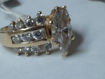 14 Kt Yellow Gold Marquise cluster Engagement Cocktail Ring Size 9