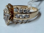 14 Kt Yellow Gold Marquise cluster Engagement Cocktail Ring Size 9
