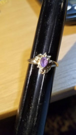 10K Yellow gold Ring Purple Amethyst Gemstones