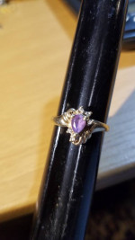10K Yellow gold Ring Purple Amethyst Gemstones