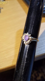 10K Yellow gold Ring Purple Amethyst Gemstones