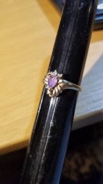 10K Yellow gold Ring Purple Amethyst Gemstones