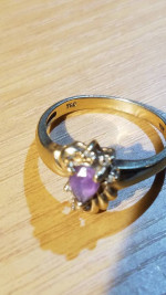 10K Yellow gold Ring Purple Amethyst Gemstones