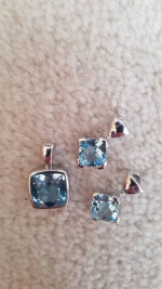 Blue Topaz Pendant And Earings