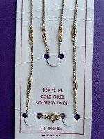 Gold Filled 12K Necklace Link Chain 18” Long w/Filigree Links