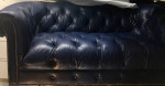 Blue leather Tufted Chesterfield Churchill Sofa Couch