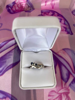 Blue and White Sapphire Crossover Sterling Silver Wedding Band Size 7