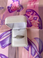 RJ Graziano Sterling Silver Filigree Diamond Chip Ring