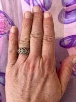 RJ Graziano Sterling Silver Filigree Diamond Chip Ring