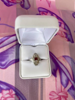 Edwardian Ruby And White Topaz Sterling Silver Ring size 7