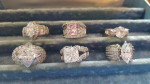 4  Silver Rings with Costume Stones -  size 7  - price  per ring