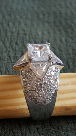 4  Silver Rings with Costume Stones -  size 7  - price  per ring
