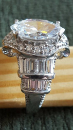4  Silver Rings with Costume Stones -  size 7  - price  per ring