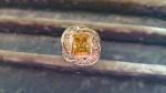 Silver Ring with Costume Stones - yellow center   size 7 1/2