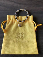 * Rustic Cuff Black/Gold/Clear Bead Bracelet *