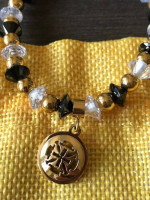 * Rustic Cuff Black/Gold/Clear Bead Bracelet *