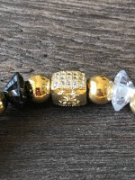 * Rustic Cuff Black/Gold/Clear Bead Bracelet *