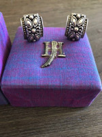 * John Hardy SS & 18k Gold Cutwork Hi-Way Earrings *
