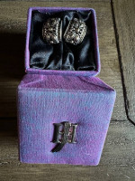 * John Hardy SS & 18k Gold Cutwork Hi-Way Earrings *