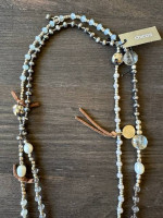 * Crystal Bead Necklace w/Leather Ties * Chico's Boutique