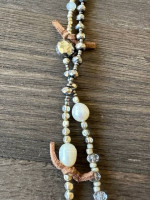 * Crystal Bead Necklace w/Leather Ties * Chico's Boutique