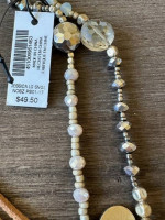 * Crystal Bead Necklace w/Leather Ties * Chico's Boutique