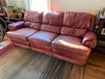 Dark red leather recliner couch/sofa