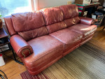 Dark red leather recliner couch/sofa