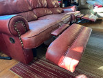 Dark red leather recliner couch/sofa