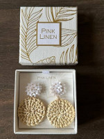 * Cute Floral/Raffia Drop Earrings * New