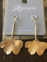 Gold Gingko Drop Earrings - New