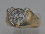 14kt yellow gold ring size10 8.6 grams w 12 diamonds crescent moon