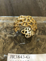 * Goldtone Triple Row Link Ring * adjustable fit - NEW