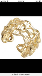 * Goldtone Triple Row Link Ring * adjustable fit - NEW