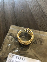 * Goldtone Triple Row Link Ring * adjustable fit - NEW