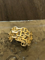 * Goldtone Triple Row Link Ring * adjustable fit - NEW