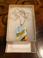 * Beautiful Handmade Glass Pendant on 18" sterling silver chain *