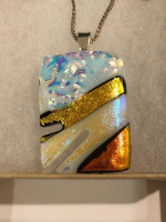 * Beautiful Handmade Glass Pendant on 18" sterling silver chain *