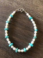 * Pearl and Turquoise Bead Bracelet* From Santa Fe