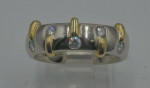 14KT WHITE AND YELLOW GOLD RING 10.6 GR SIZE 8 W 4 DIAMONDS 0.33PTS