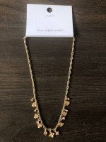 Cute Spring Necklace! Gold Floral and Pink Crystal Necklace from LOFT