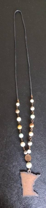 MINNESOTA leather "chain" 19" beaded NECKLACE