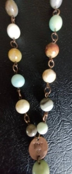 MINNESOTA leather "chain" 19" beaded NECKLACE